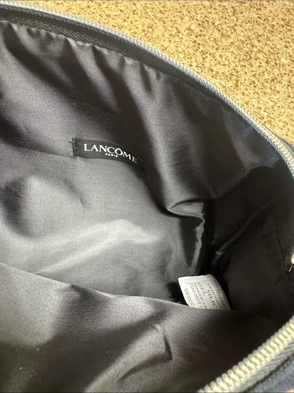 Lancome Black Cosmetic Zip Pouch with Gold Hardware
